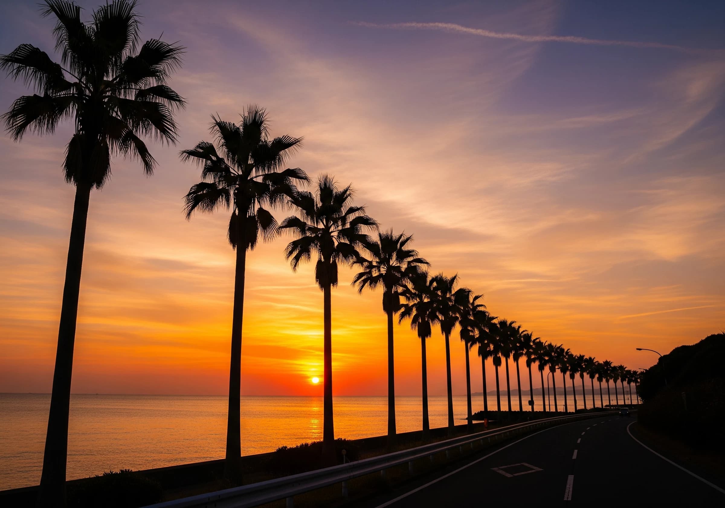 サンセットパームラインの夕景